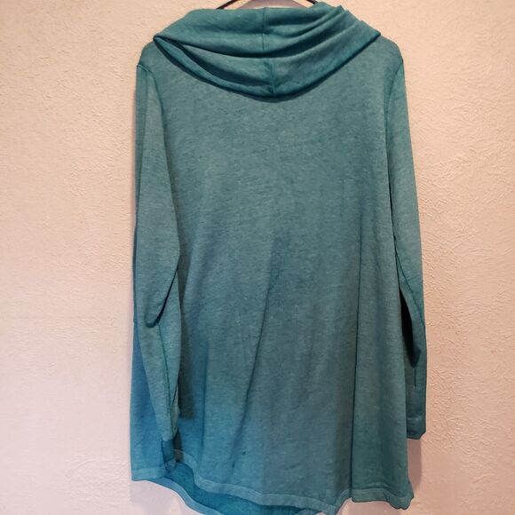 Soft Surroundings Evening Stroll Cowl Neck Pullover Asymmetrical Sweater SZ L - Picture 7 of 12
